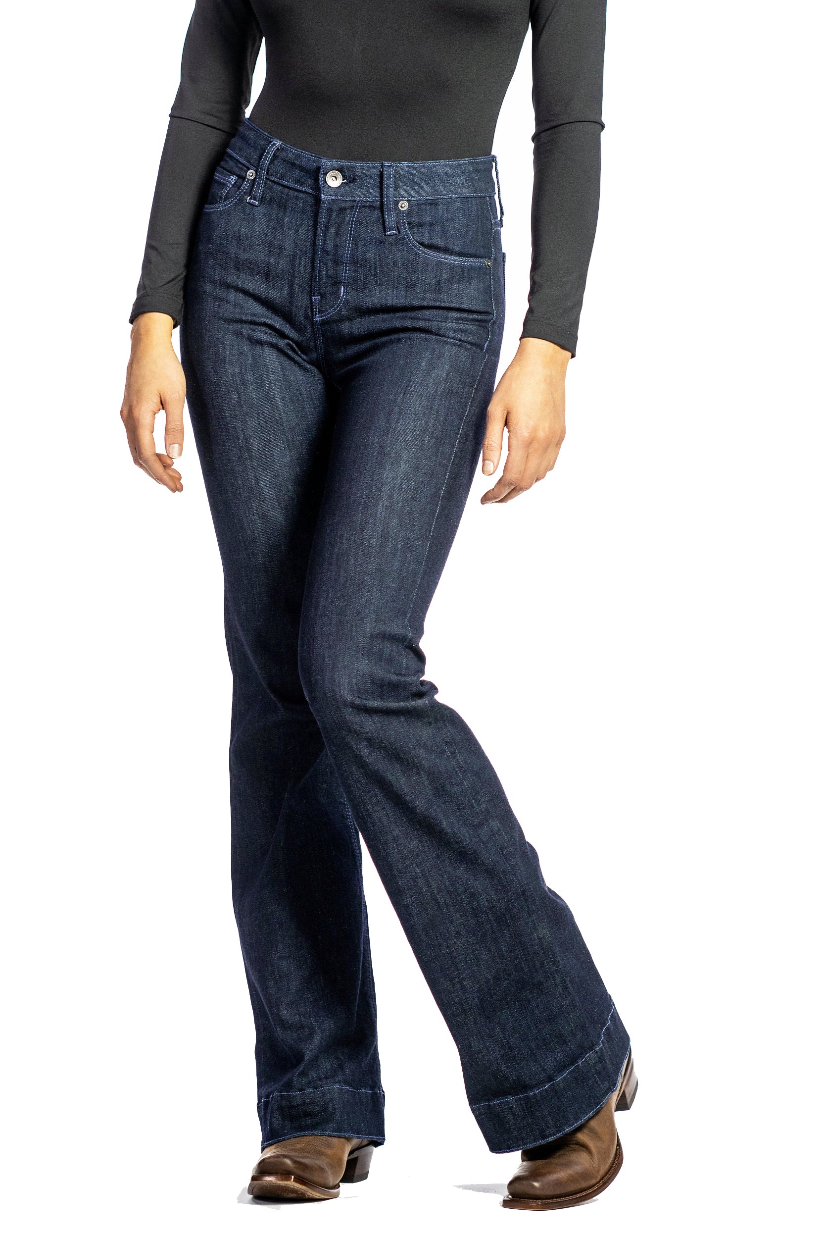 BELLA : Trouser Flare (Midnight) Dusk Blue Stitch