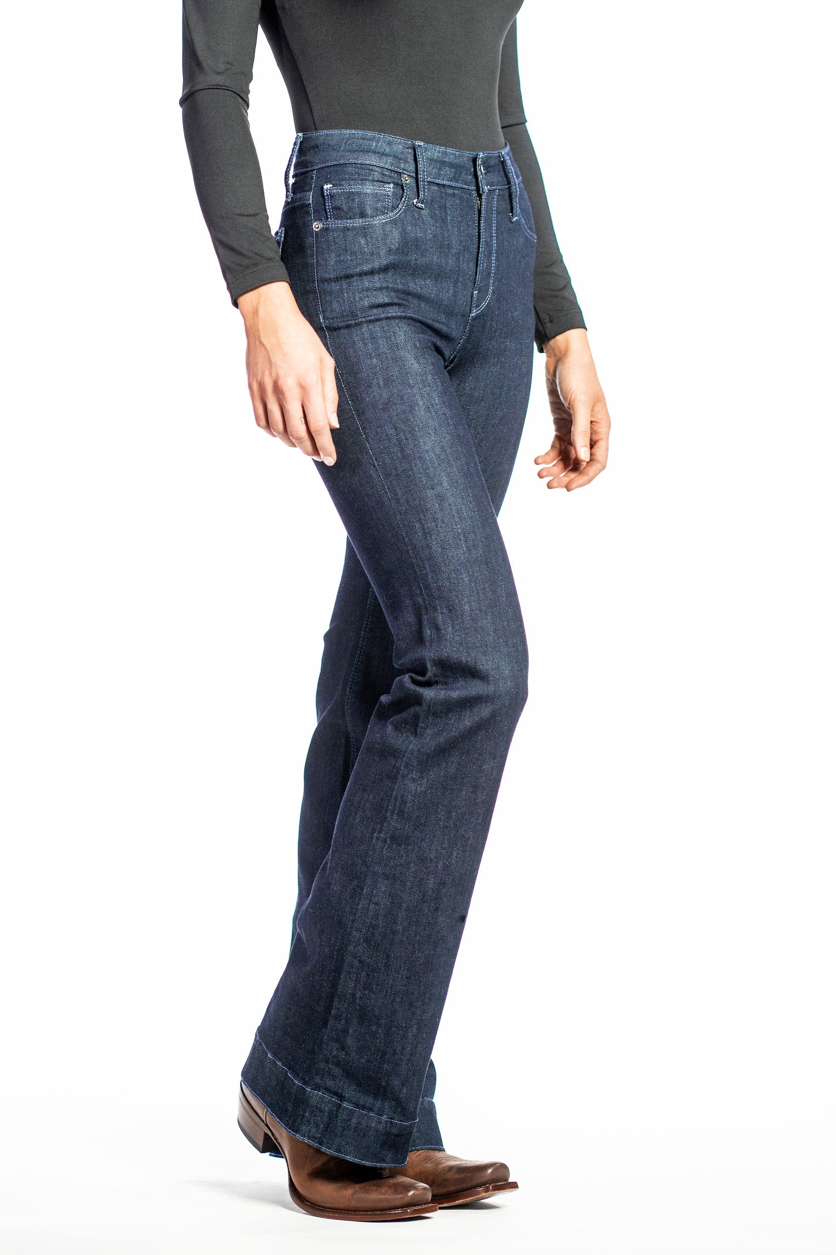 BELLA : Trouser Flare (Midnight) Dusk Blue Stitch