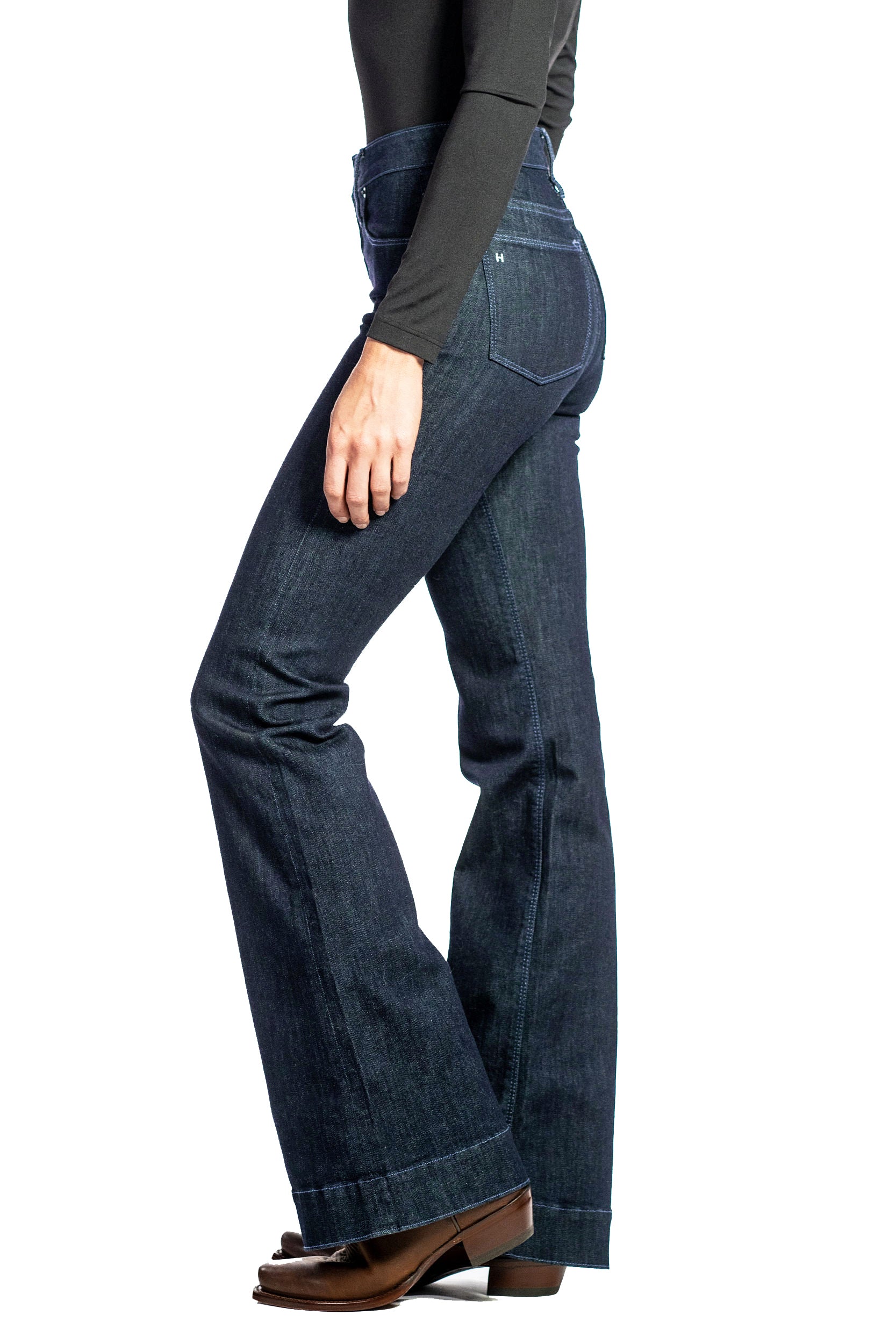 BELLA : Trouser Flare (Midnight) Dusk Blue Stitch