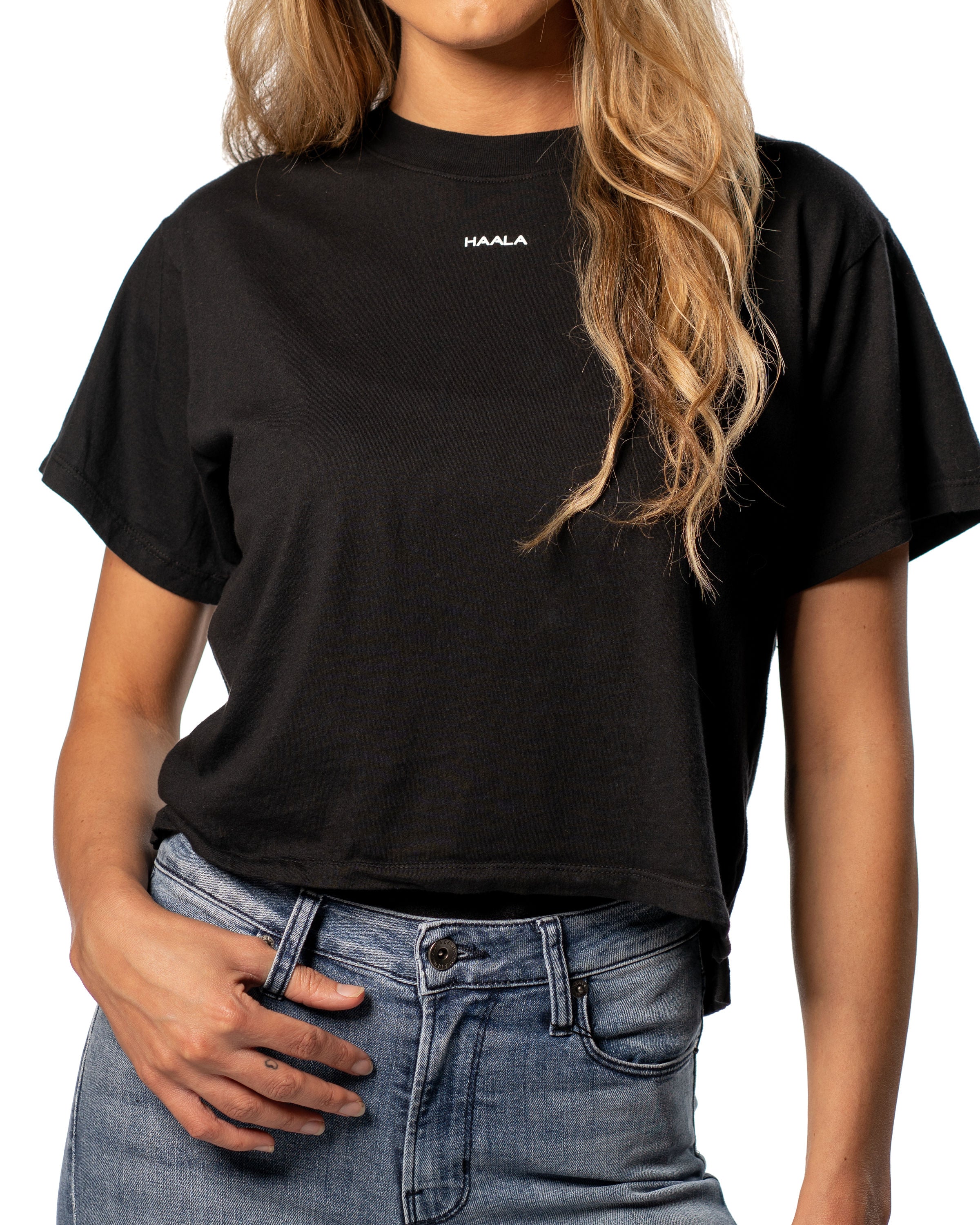 Crop Split T-shirt : Black