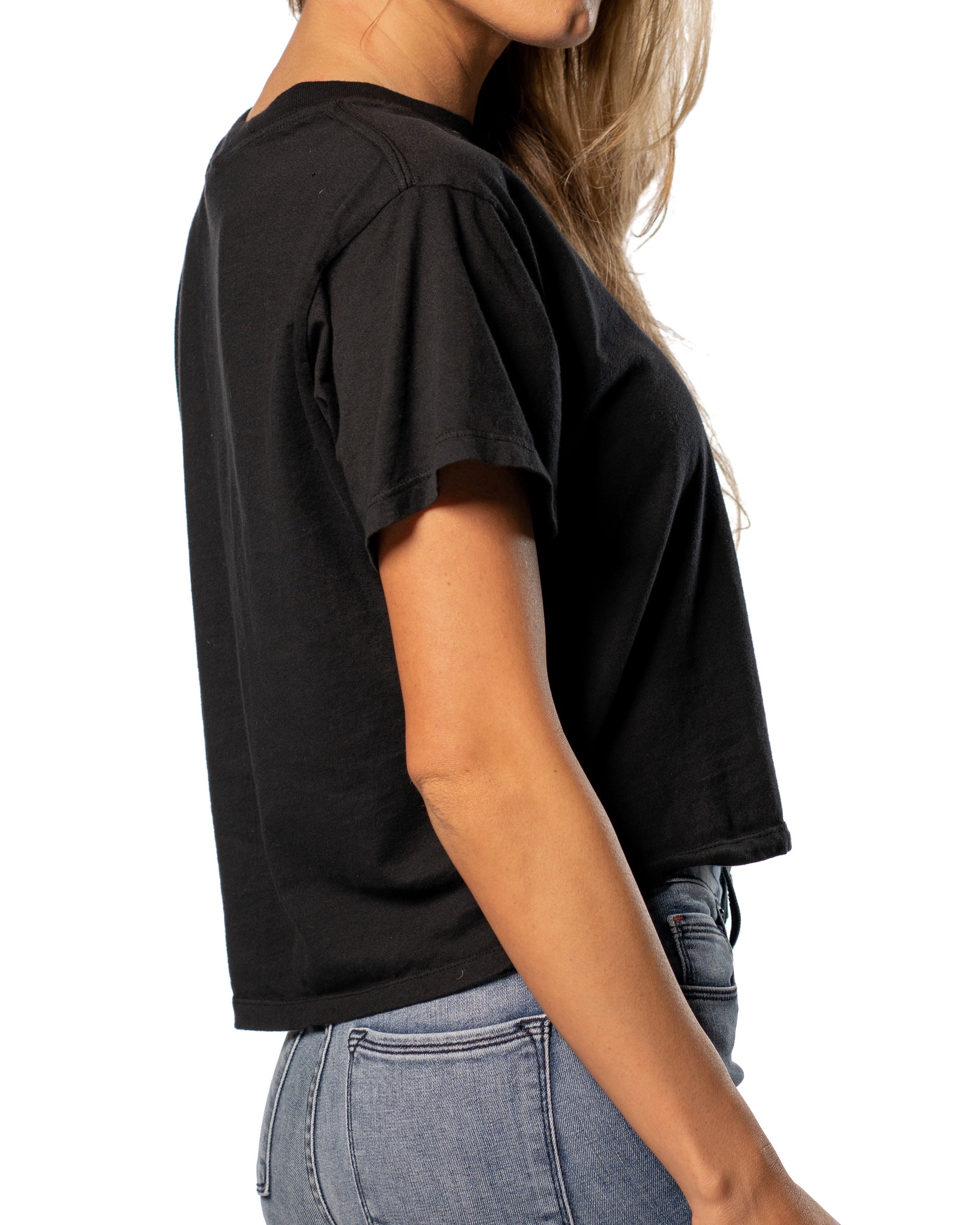 Crop Split T-shirt : Black