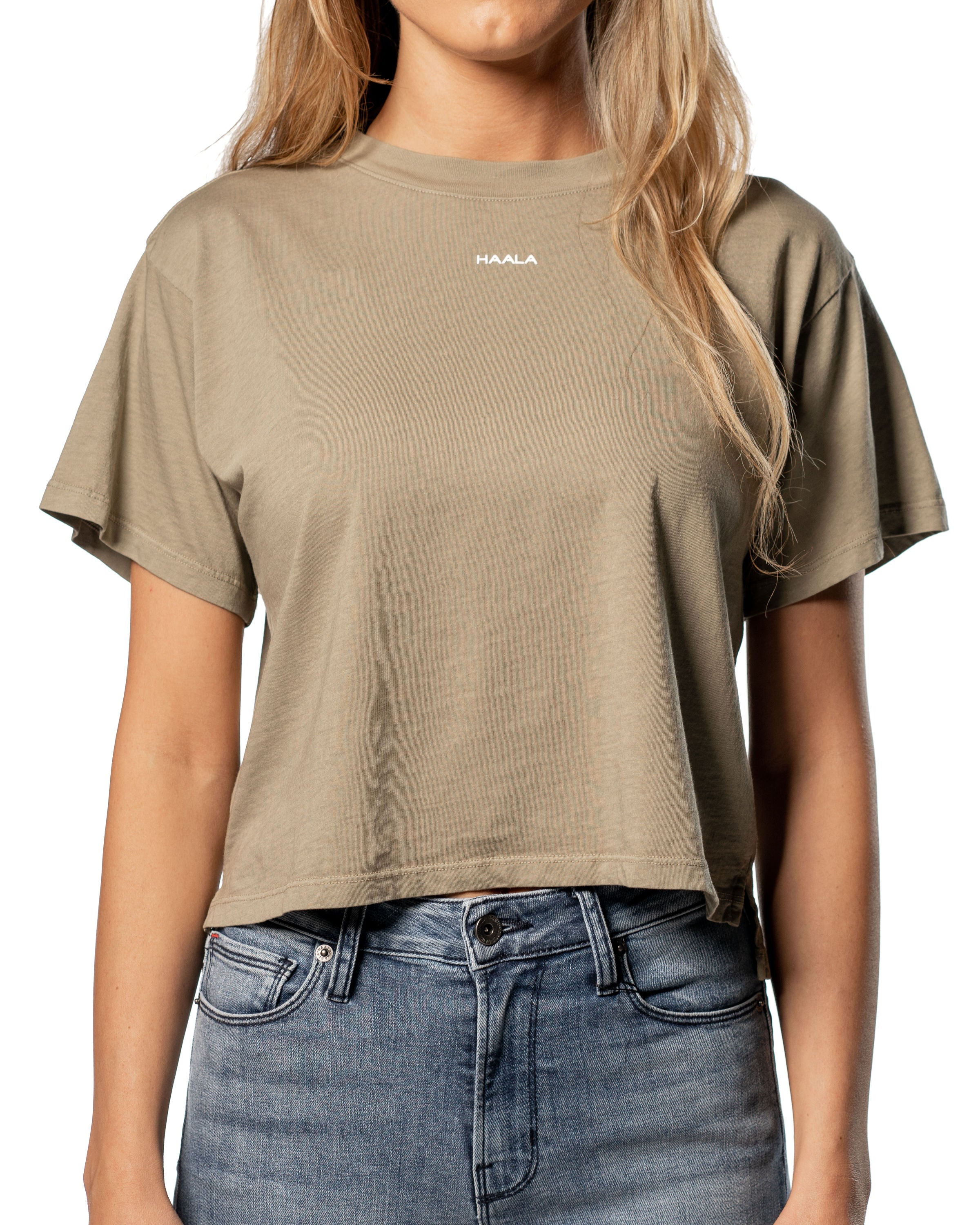 Crop Split T-shirt : Elephant Skin