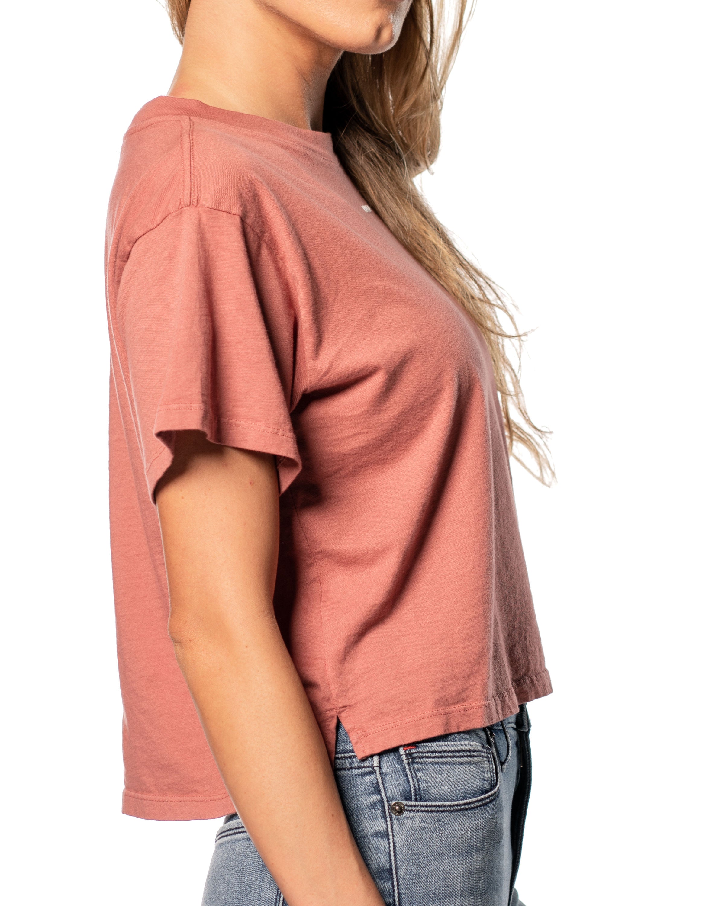 Crop Split T-shirt : Mahogany Rose