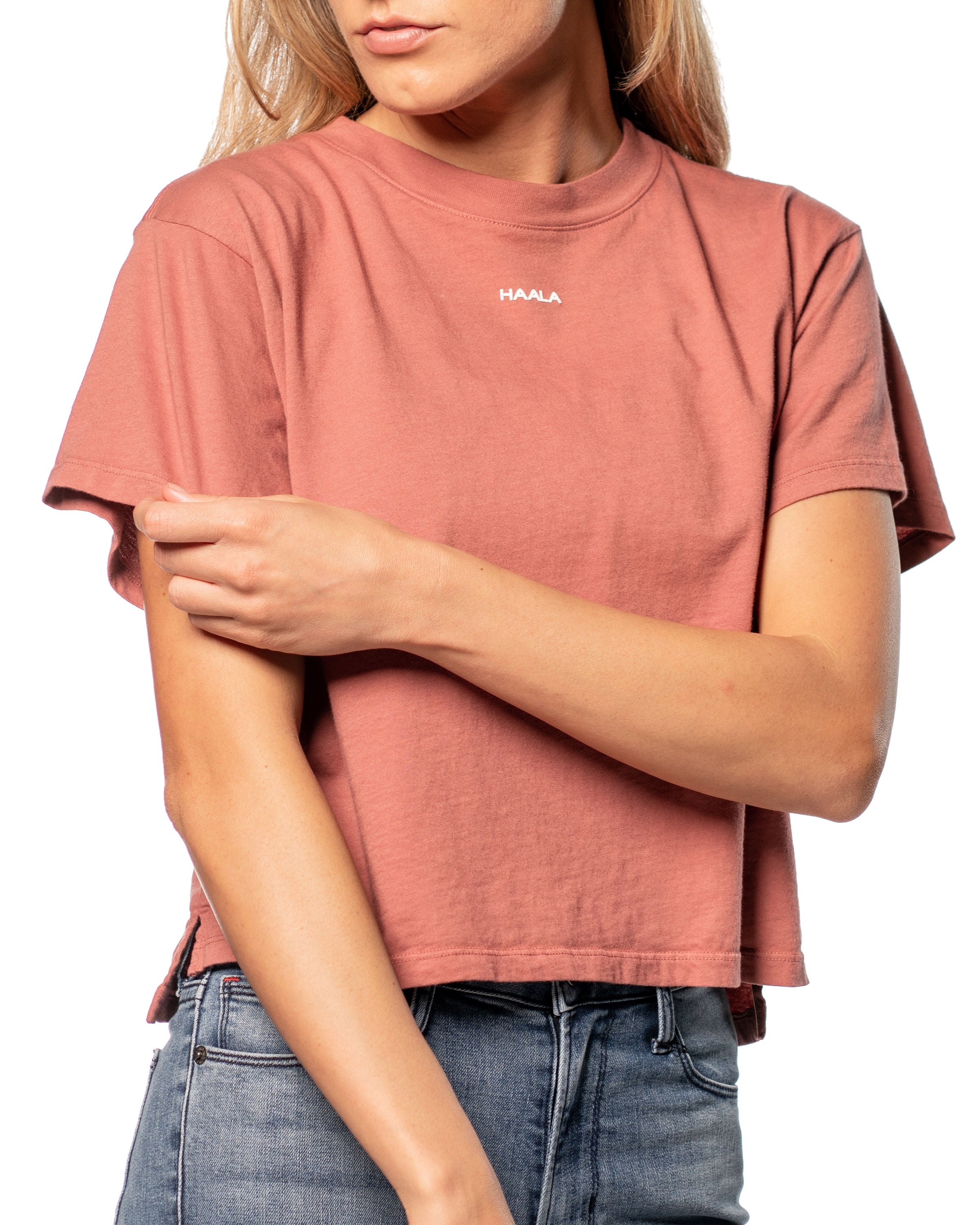 Crop Split T-shirt : Mahogany Rose