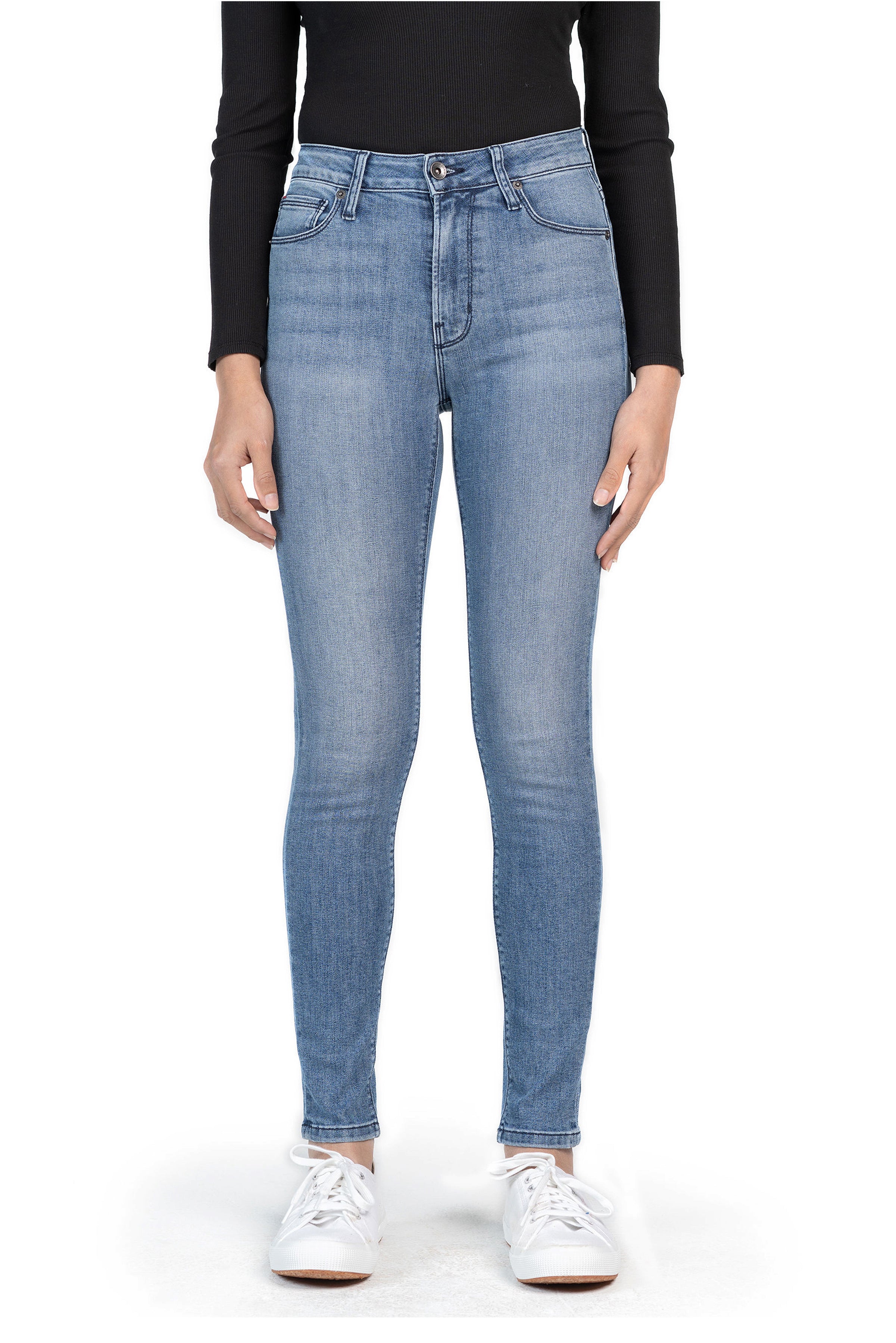 WHITNEY : High-Rise Skinny (Light Wash) Navy Stitch